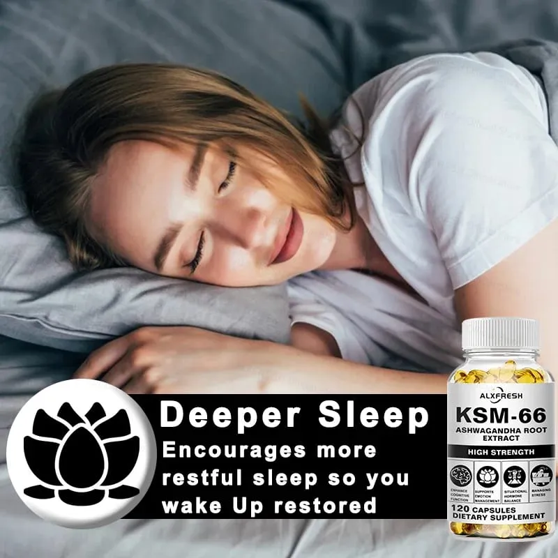 Ashwagandha 膠囊支持緩解壓力和情緒 深度睡眠 增加力量 耐力 肌肉生長和荷爾蒙平衡