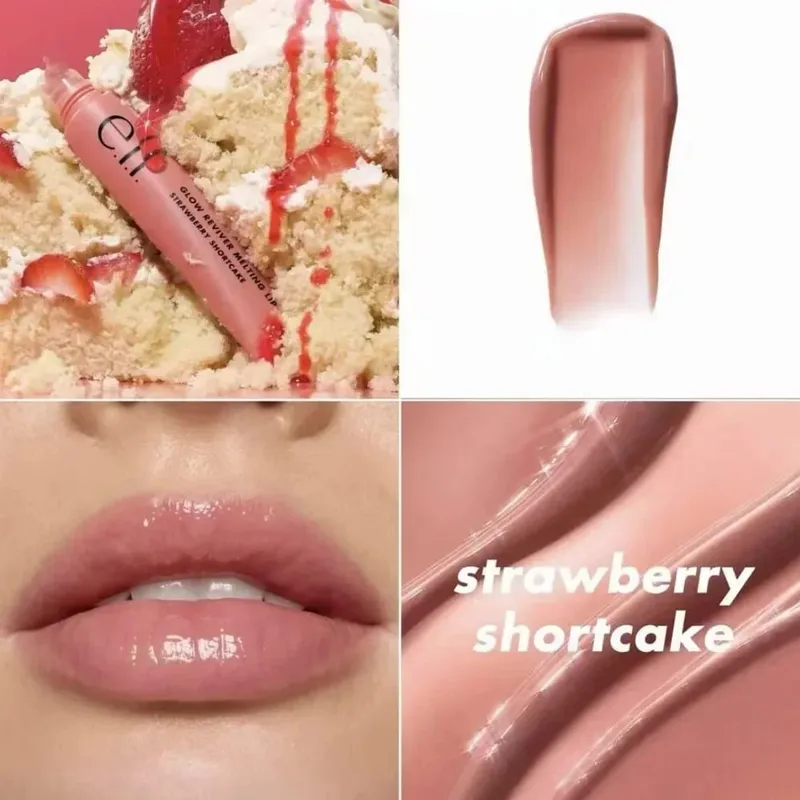 Novo elf brilho labial de 8 cores e blush em pó multicolorido, textura fina, leve, hidratante, nutritivo, bálsamo labial, cosméticos de cuidados