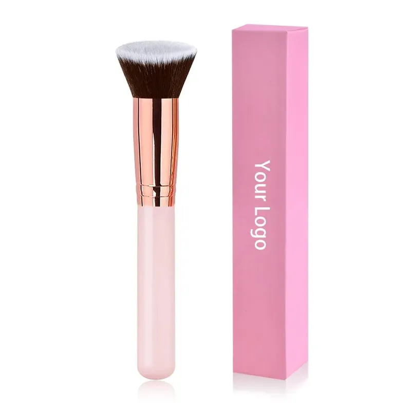 Pincéis de maquiagem de marca própria grátis, base solta, corretivo, pincel de mistura, ferramenta de maquiagem de beleza rosa, atacado, 10 peças