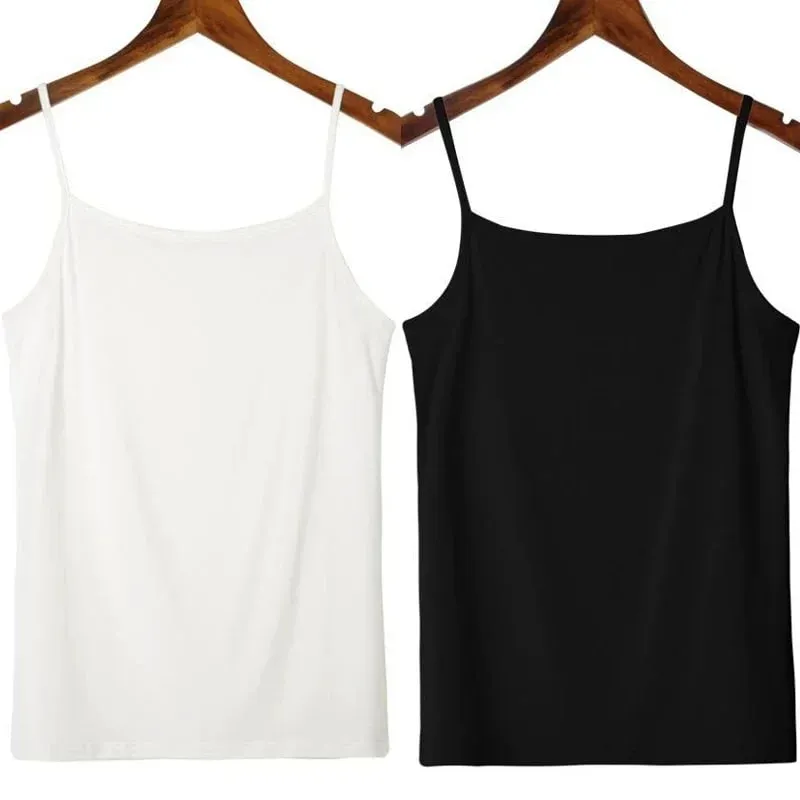 Solid Color Sleeveless Camisole Vest Casual Basic Slim Tank Top All Match Daily Women Summer Fashion Streetwear Tops Underwear — image 12