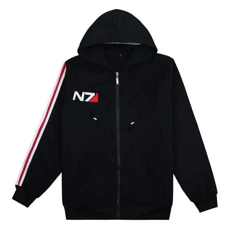 Game Mass Effect N7 Hoodie Unisex Sweatshirt Jacket Embroidered Zipper Hoodies Men Women Coat N7 Tshirt Streetwear