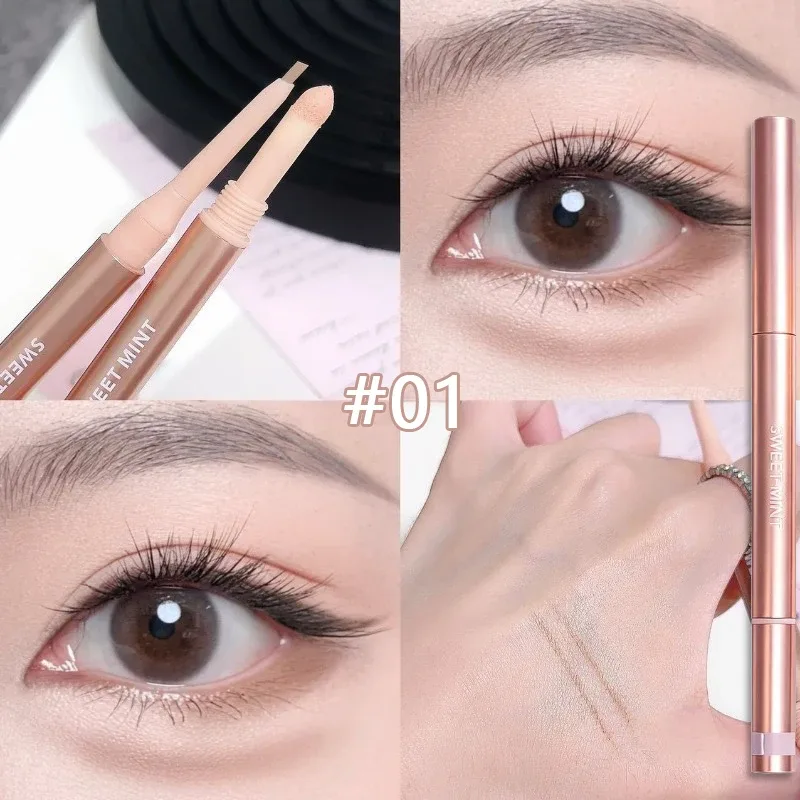 Lápis delineador de bicho-da-seda de ponta dupla, à prova d'água, natural, 3d, iluminador sob os olhos, sombra, aegyosal, maquiagem para os olhos