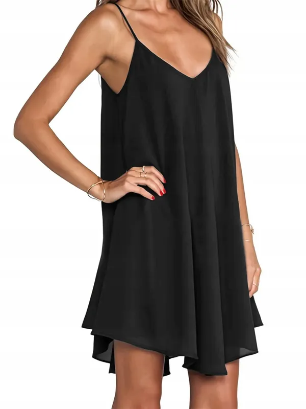 Vestido maxi cor pura com decote em V assimétrico bainha plus size malha alça espaguete conforto macio sem esforço chique casual para todas as estações vestido longo leve sólido fluido sem mangas para mulheres curvilíneas