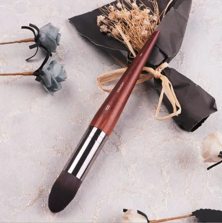 1pc mf pincéis de maquiagem de madeira natural macio pó fundação corretivo compõem escova blush sombra de cabelo sintético ferramentas de alta qualidade