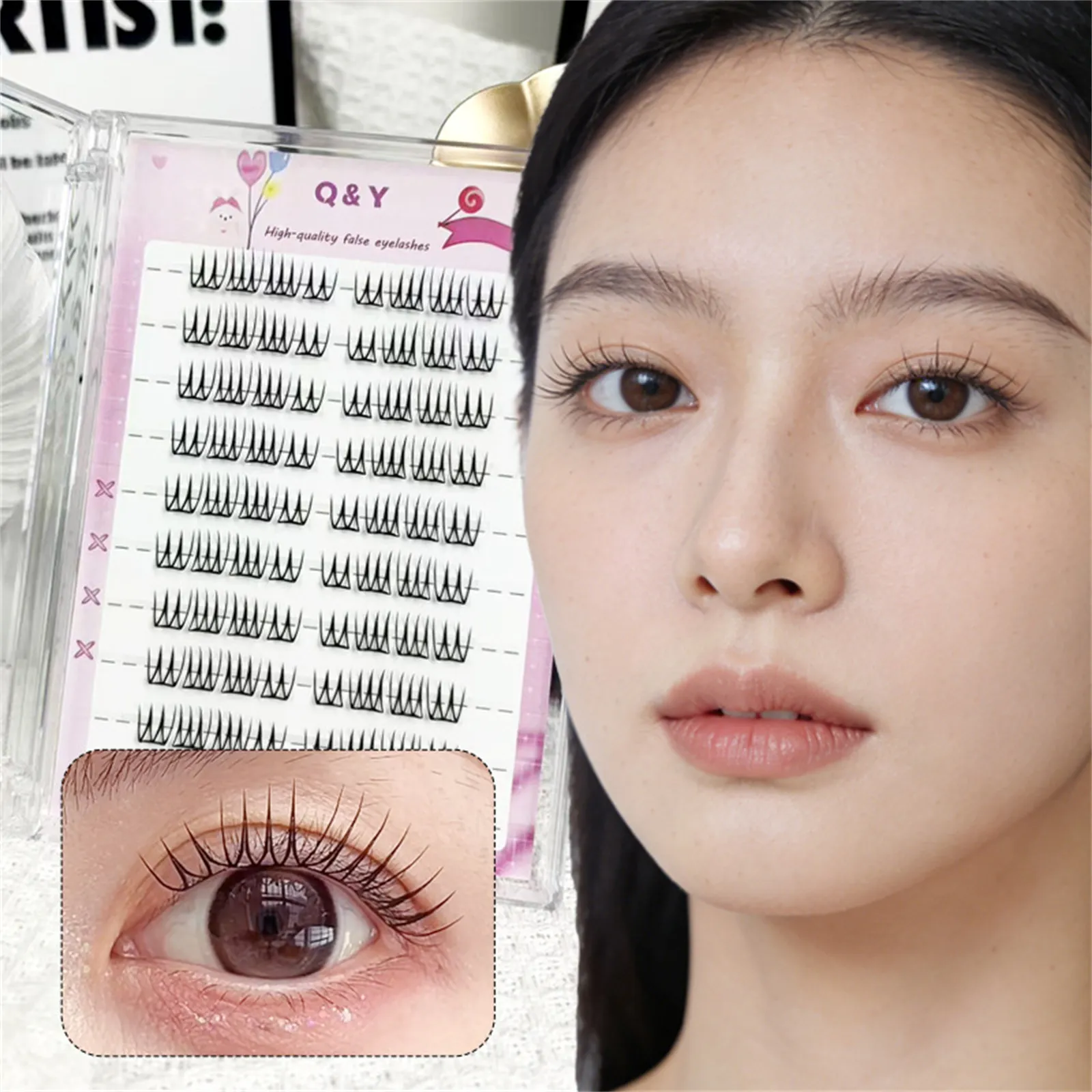Grupo feminino 3.0 cílios postiços estilo natural coreano pequenos cílios finos de fibra sem necessidade de cola c curvado diariamente fundamentos de maquiagem dos olhos