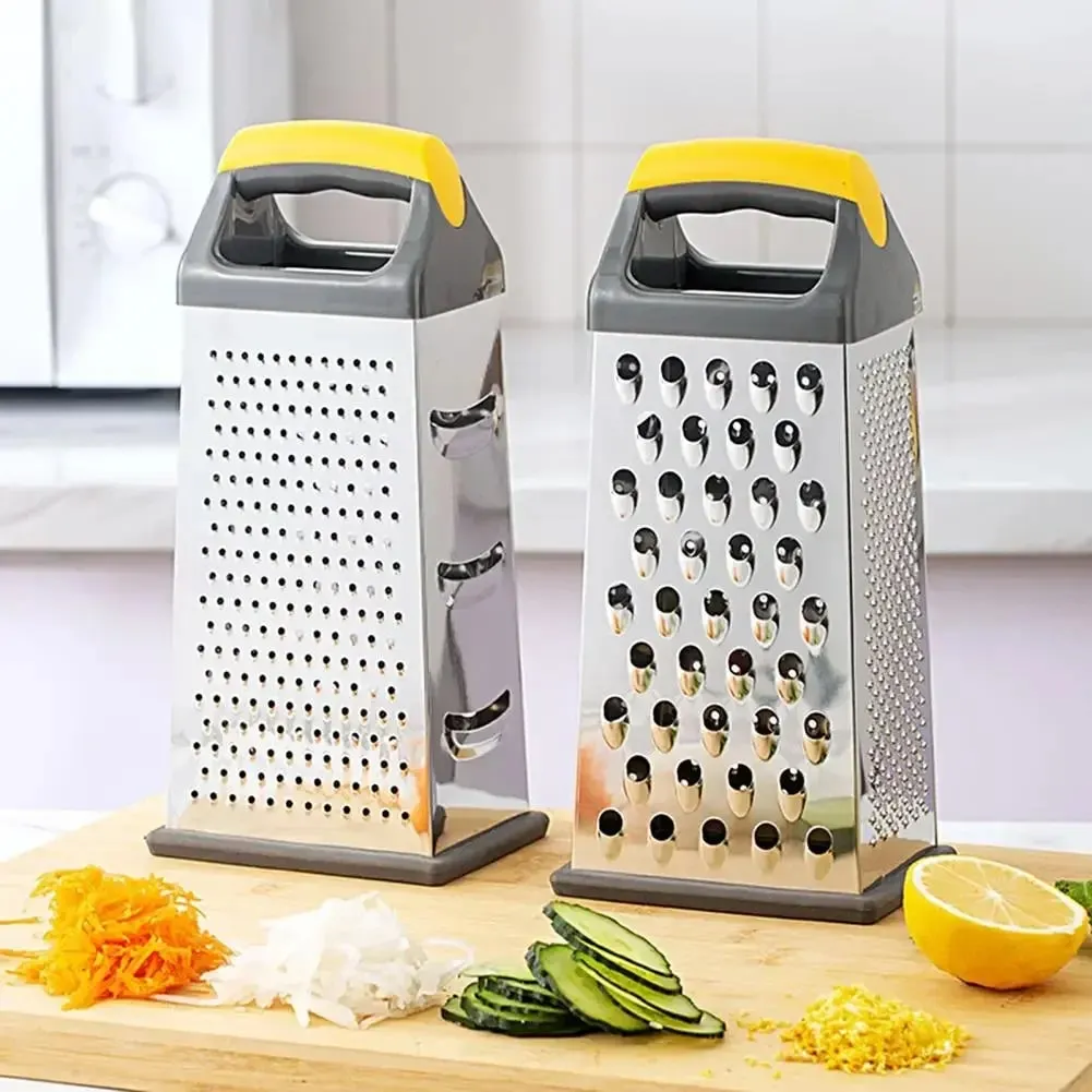 Ralador de caixa de 4 lados resistente ferramenta de descascamento de vegetais cor prata ralador multifacetado