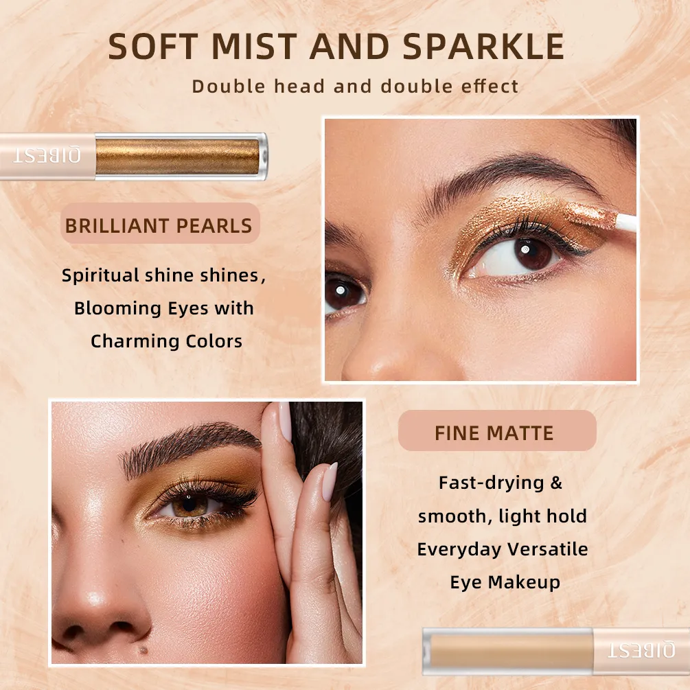 Cabeça dupla glitter fosco sombra de olho vara conjuntos de maquiagem de longa duração shimmer 2 em 1 conjuntos de cosméticos de sombra líquida 6 cores