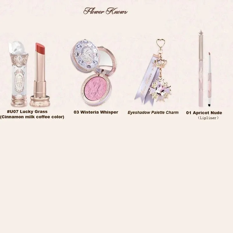 Flor sabe morango rococó série conjunto de maquiagem glitter fosco sombra paleta blush power veludo batom kit perfume conjunto
