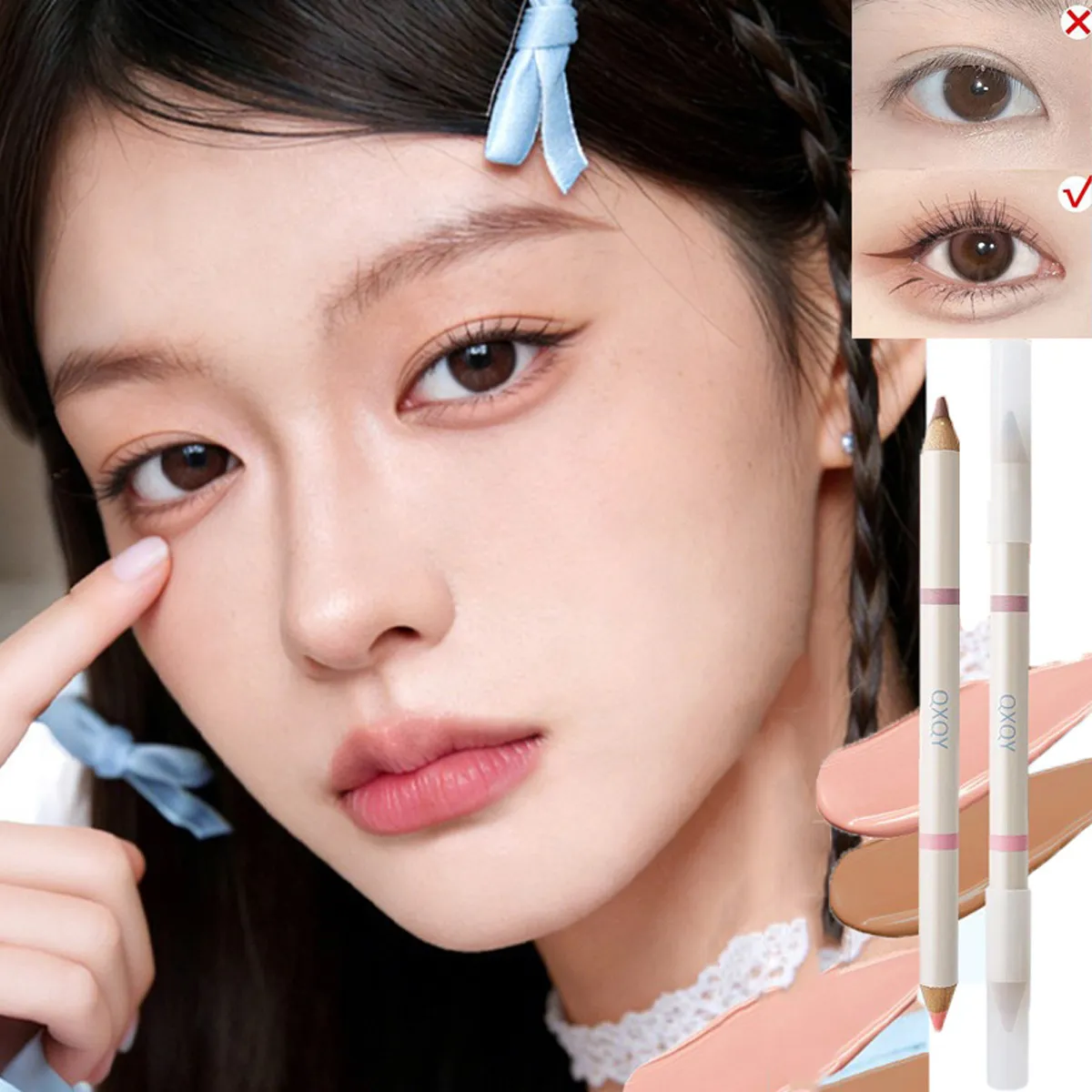 Double Tip Aegyosal Pencil Highlighter Matte Under Eye Tear Bag Liner Arrow Pen Eyeshadow Stick Korean Make Up Women Cosmetics