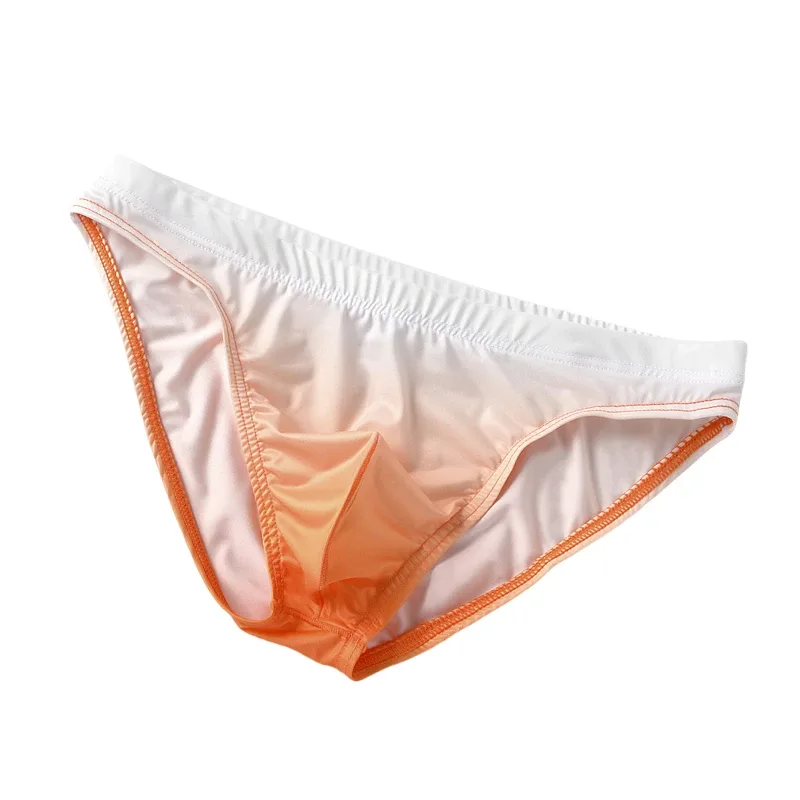 Cuecas masculinas de seda gelo com bolsa de cor gradiente respirável sexy bikini desliza cintura baixa masculino calcinha de levantamento de bunda cuecas — image 12