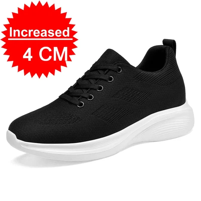 Voando tecelagem respirável aumento 8/10cm altura invisível aumentando tênis casuais masculino todos os jogos antiderrapante sapatos de caminhada macios