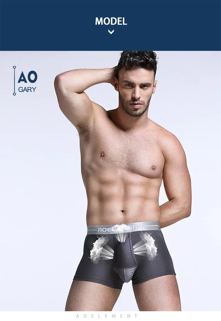 Bullet Separation Underwear Men's Ventilated and Breathable Summer Dry Underwear Ice Silk Pouch Ice Health Boxer Briefs