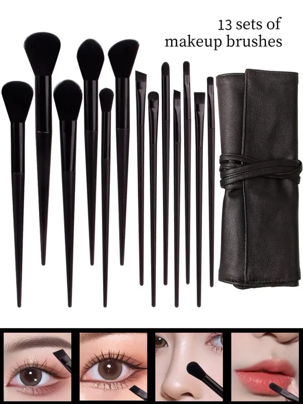 14 PCS Conjunto de pincéis de maquiagem de baixo preço com bolsa de pincéis de maquiagem Pincéis cosméticos com bolsa de pincéis de maquiagem da moda