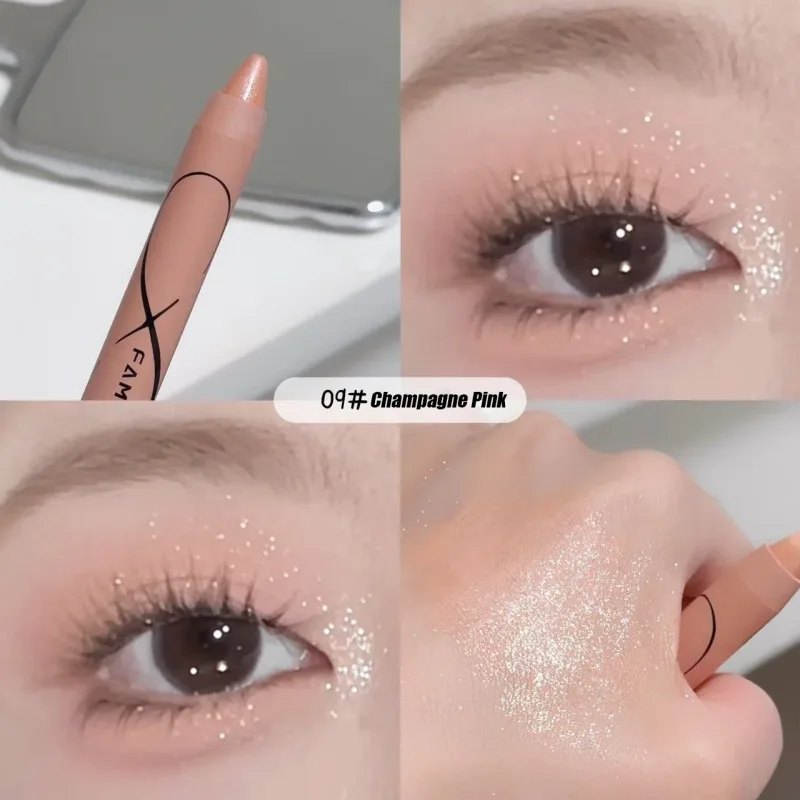 Pérola deitado seda iluminador caneta sombra de olho fosco glitter sombra vara branco perolado brilho delineador cosméticos
