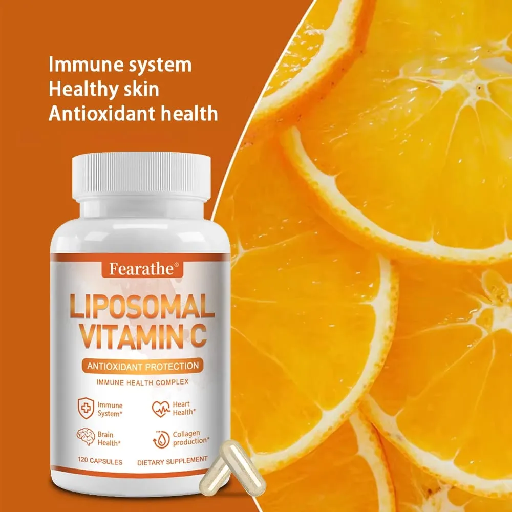 Natural Liposomal Vitamin C - Immune System & Collagen Booster High Absorption Skin Vitamins Vegeterian Vegan Non-GMO