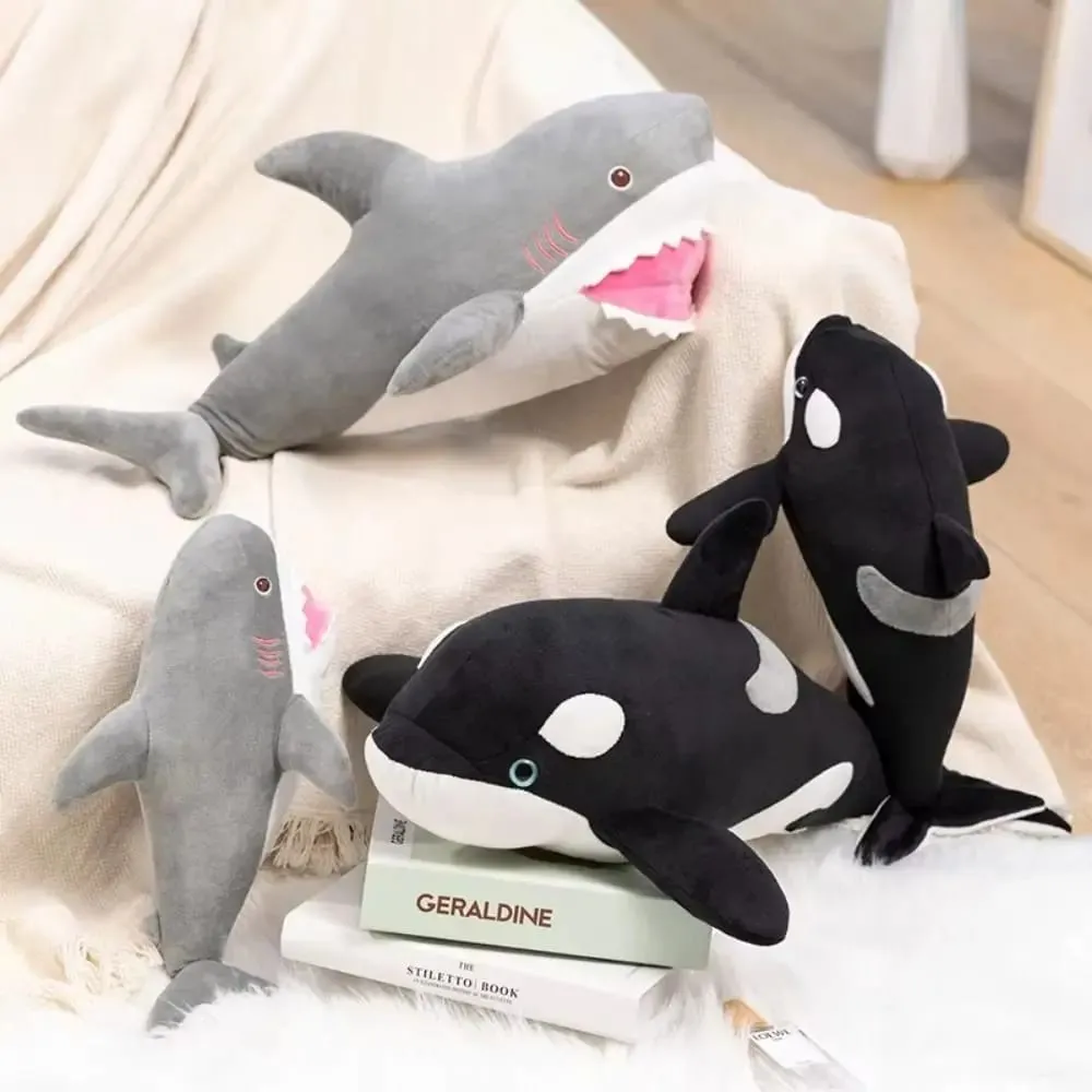 Animal Cartoon Simulated Killer whale Dolls PP Cotton Funny Great White Shark Plush Toys 32cm Kawaii Animals Plush Pillow