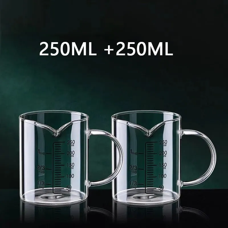 1/2 pces copo de medição de vidro com alça resistente ao calor copo de laboratório cozinha leite café caneca de medição 250/350/500/1000ml — image 17