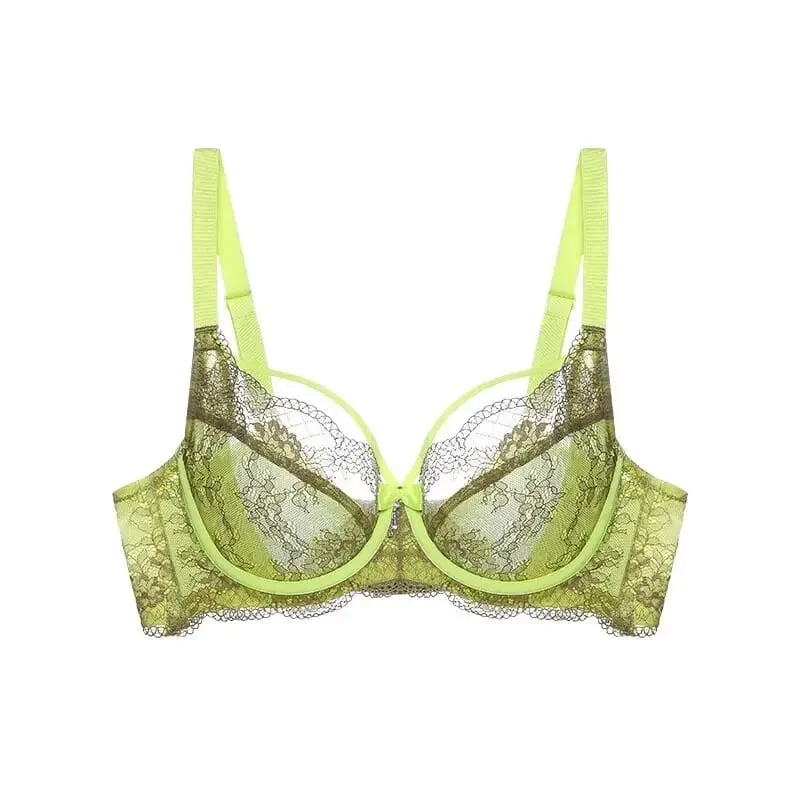 Sexy conjunto de sutiã minimizador copo completo renda ultra fina reunidos plus size 34-42 peito grande para pequeno suporte de peito lingerie conforto