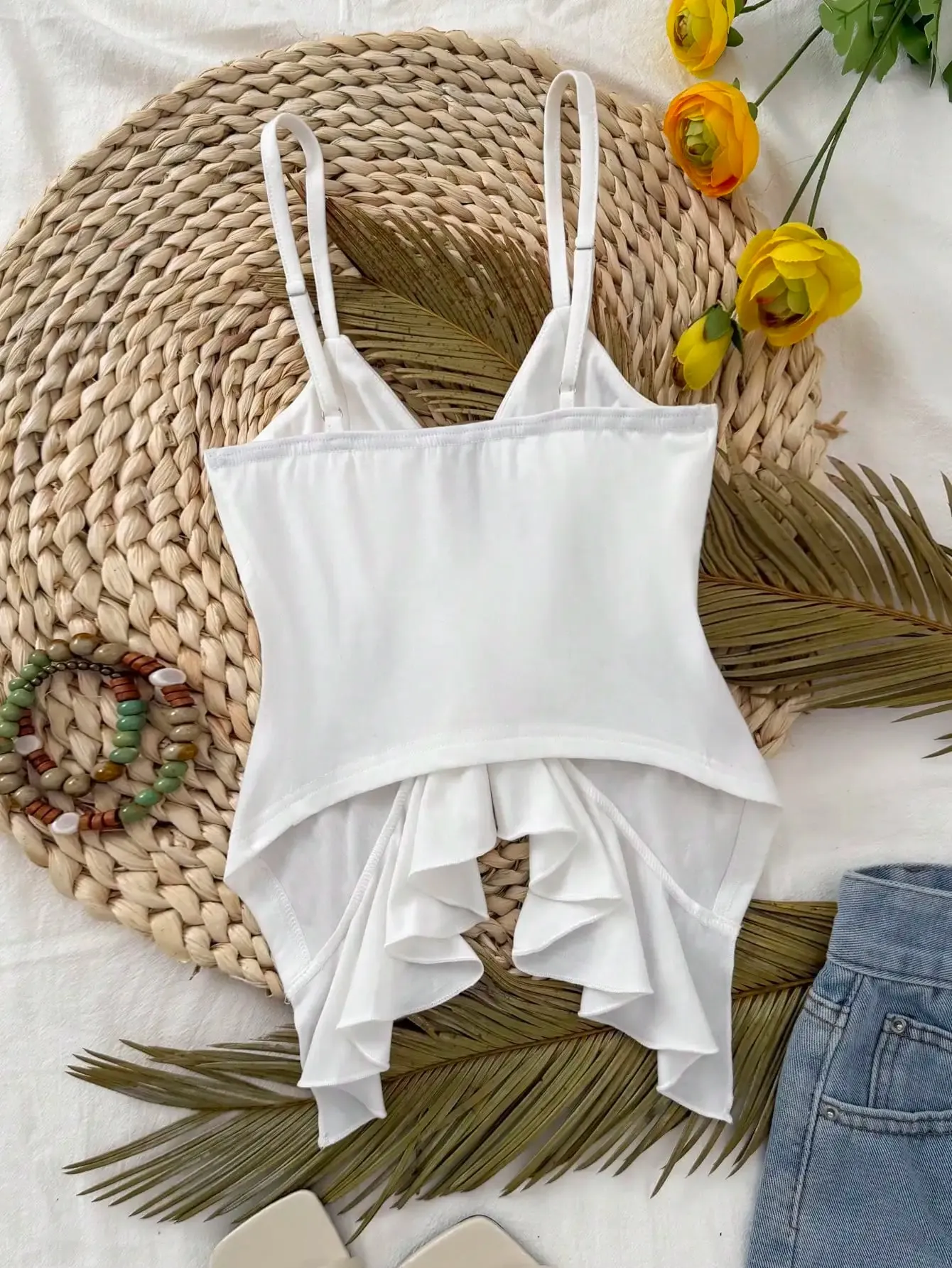 Feminino profundo v cinta de espaguete cami superior frente auto gravata laço plissado recorte cintura magro ajuste sólido branco verão y2k sem mangas tanque ves