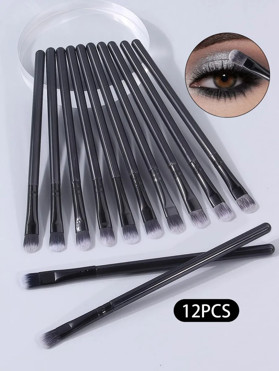 12 pçs conjunto de escova de sombra de cerdas macias-pincel de mistura de maquiagem de olho pincel de corretivo escova de maquiagem portátil ferramentas
