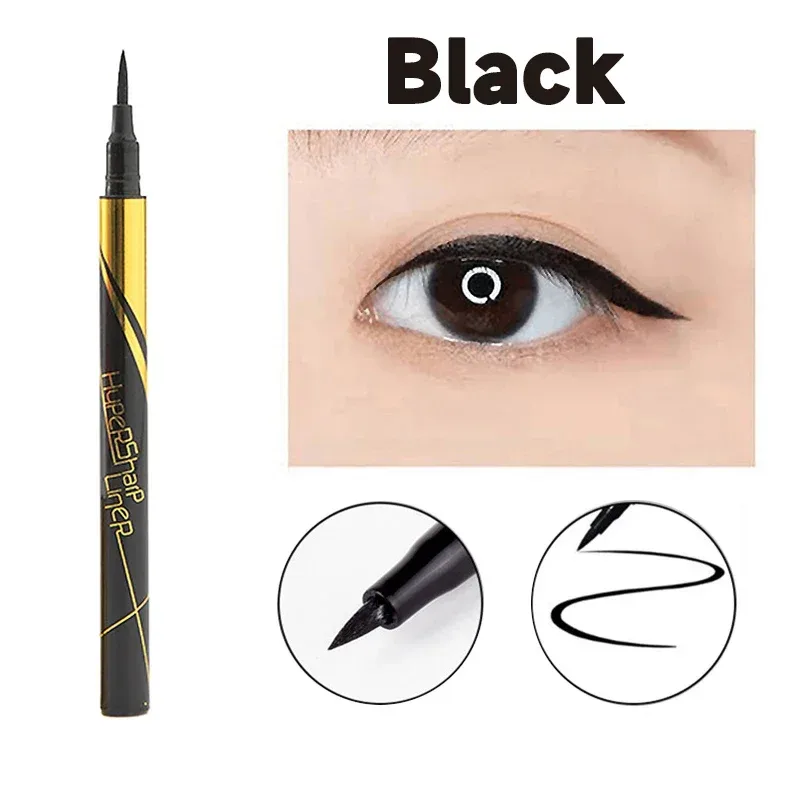 Delineador preto de secagem rápida, 36h, à prova d'água, líquido, caneta delineadora, de longa duração, suave, não floresce, maquiagem, cosméticos