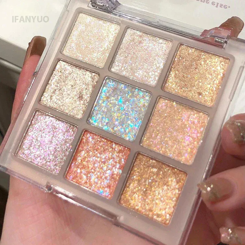 9 cores glitter paleta de sombra perolado terra cor sombra de olho brilho brilho lantejoulas ouro prateado olhos maquiagem