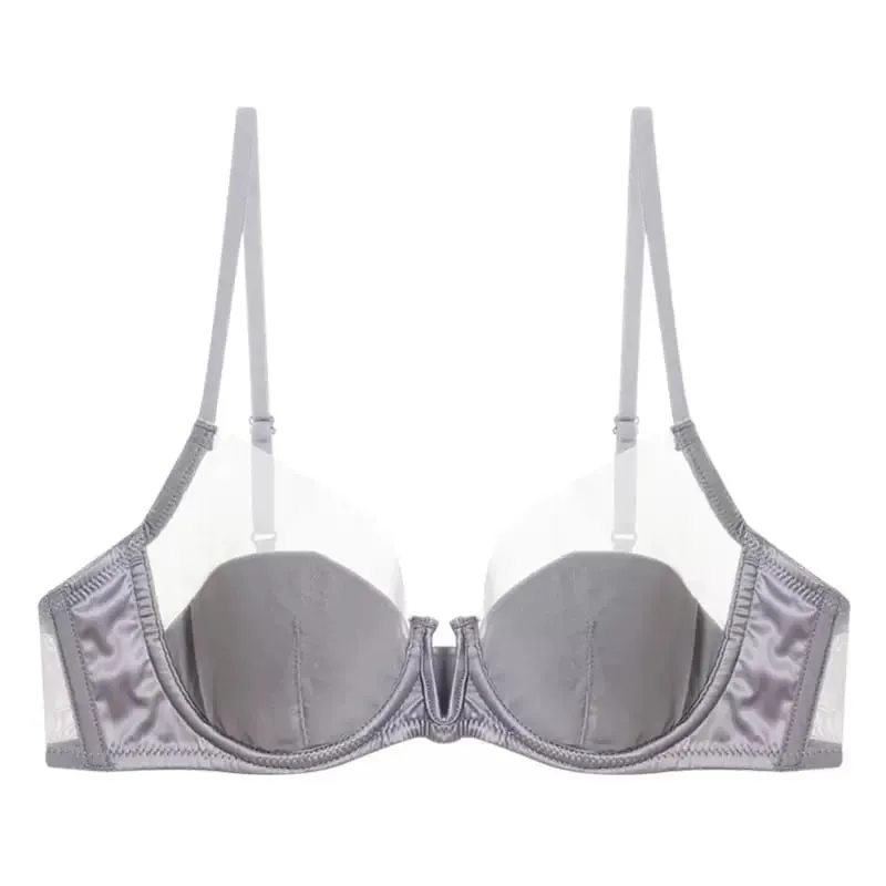 Malha francesa sexy suave roupa interior push-up copo fino sutiã macio underwire — image 8
