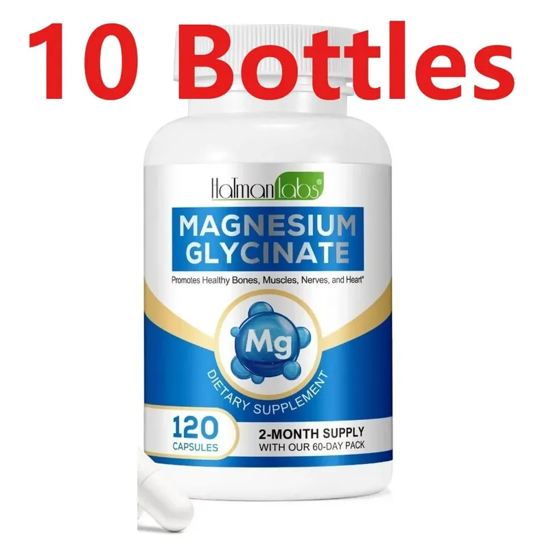 Cápsulas de glicinato de magnésio com 208mg de bisglicinato elementar para suporte ósseo, muscular e nervoso saudável, adultos 120 cápsulas