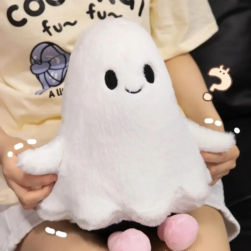 Simulation Little Ghost Plush Doll Fluffy Handmade Cartoon Ghost Doll Toy Comfortable Soft Holloween Ghost Pillow