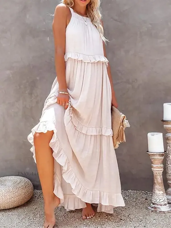 Vestidos com borda de folha de lótus para mulheres