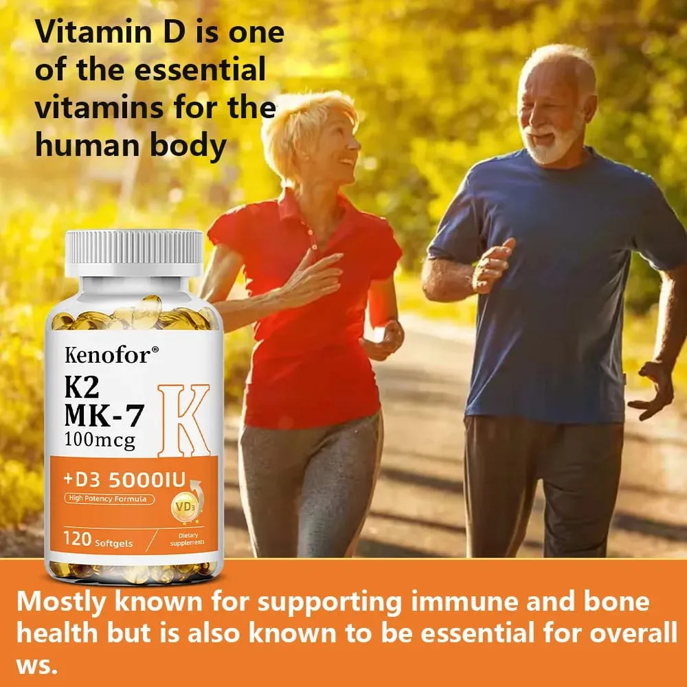 Vitamina D3 5000UI + K2 MK-7 100mcg | Coração ósseo e suporte imunológico
