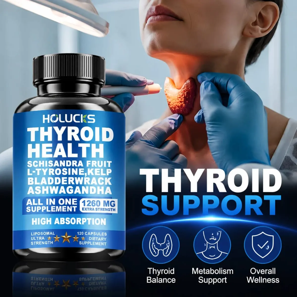 Cápsulas orgânicas de suporte à função tireoidiana com algas de L-tirosina para metabolismo do sistema imunológico, energia diária e foco mental — image 2