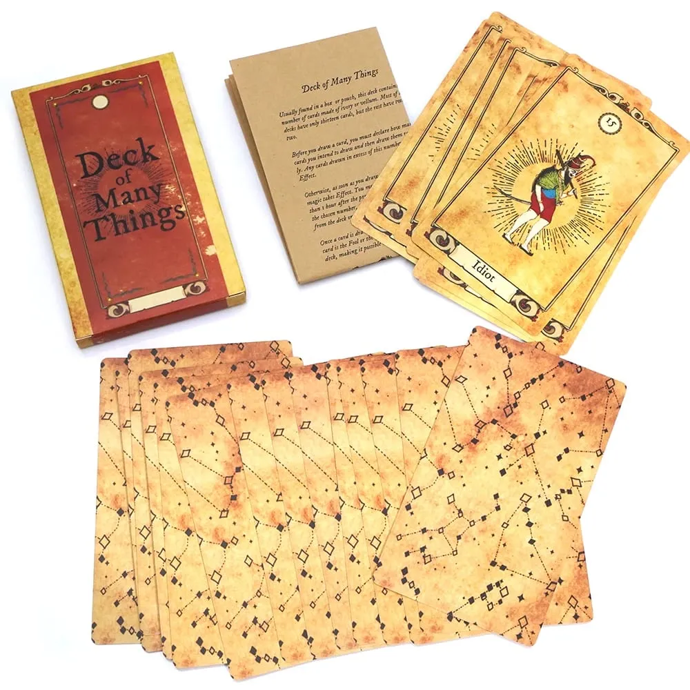Baralho de muitas coisas estilo vellum 12x7cm tamanho aventuras inspiradas fantasia roleplay acessórios de mesa rpg com cartão ilustrado