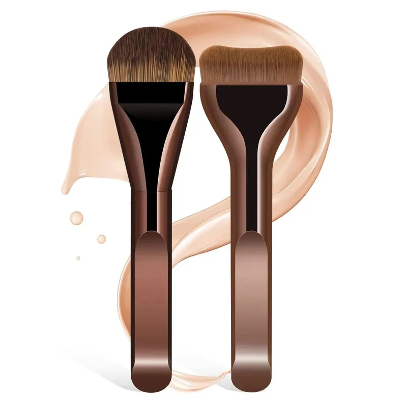 2 pçs pincéis de maquiagem fundação conjunto ultra fino máscara superior escova para creme líquido cosméticos mistura ferramenta beleza presente premium
