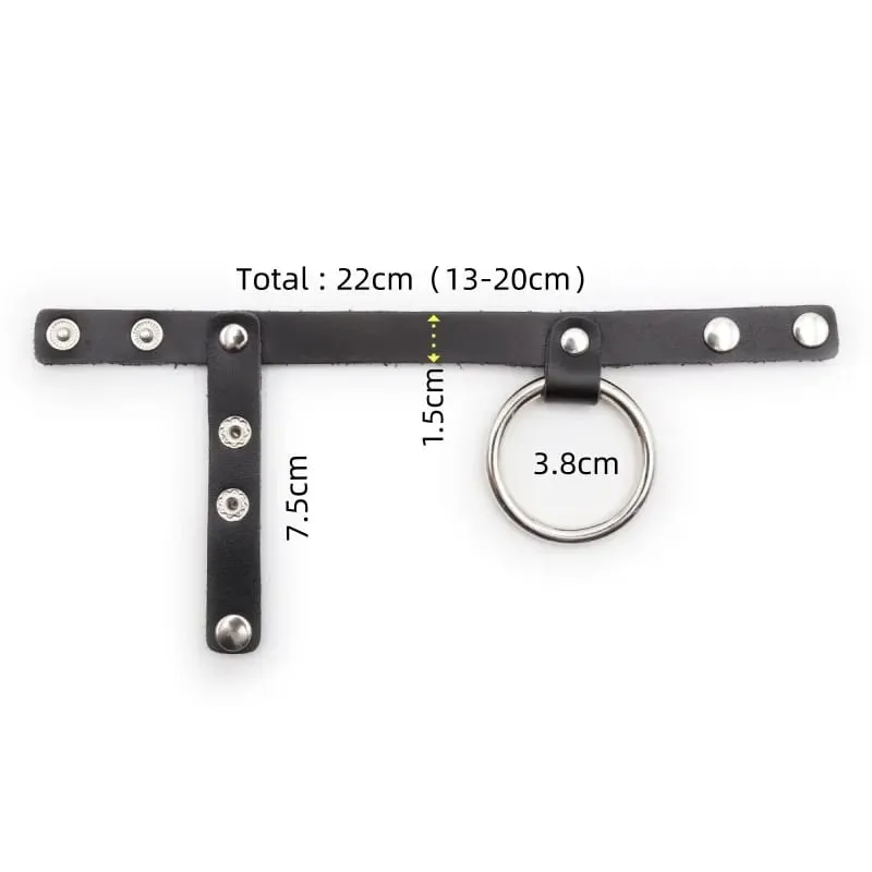 Multi Level Adjustable Semen Leather Cock Ring with Bondage Penis Loop for Men Dick Display Large Delay Ejaculation Sex Toys
