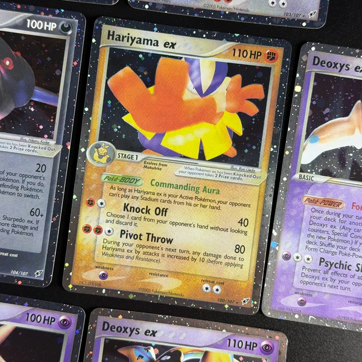 Cartões de proxy Pocket EX Deoxys Crobat Jirachi Latios Sharpedo Salamence Hariyama Deoxys Rayquaza Cosmos Holo Gold Star UR