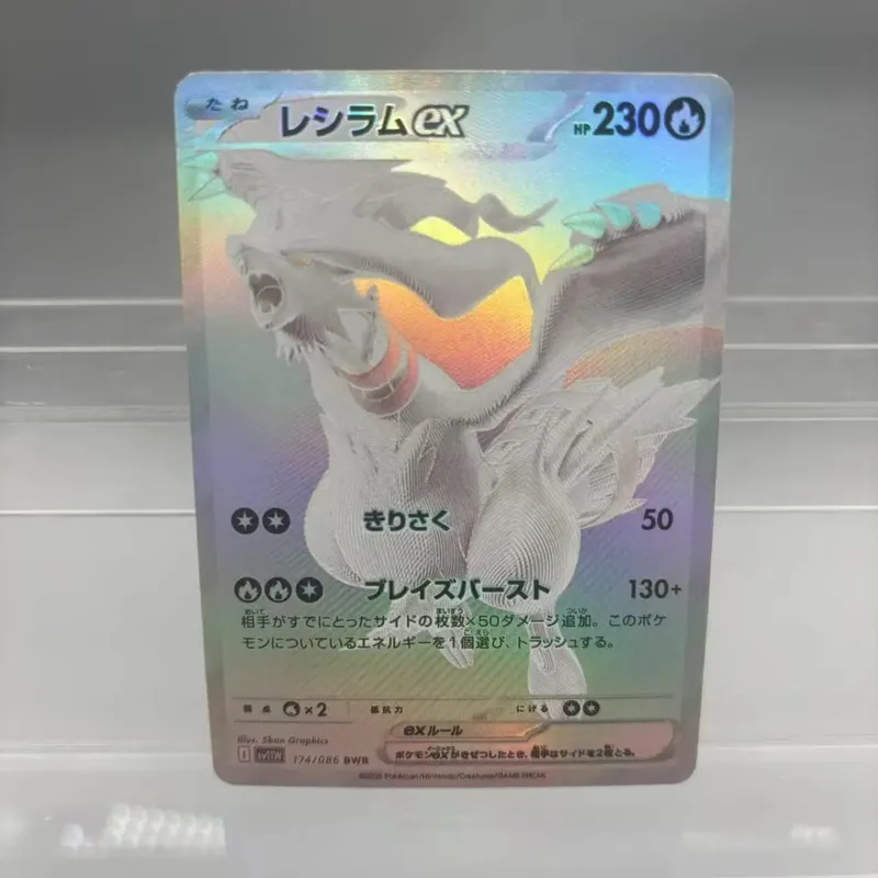 Cartões de coleção diy mewtwo reshiram zekrom auto feito único cartão clássico jogo anime cartão presente brinquedo