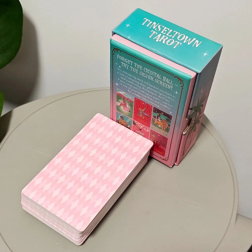 Tinseltown Tarot em caixa rígida rosa vintage inspirado em Hollywood baralho 78 cartas ilustradas 12 * 7 cm