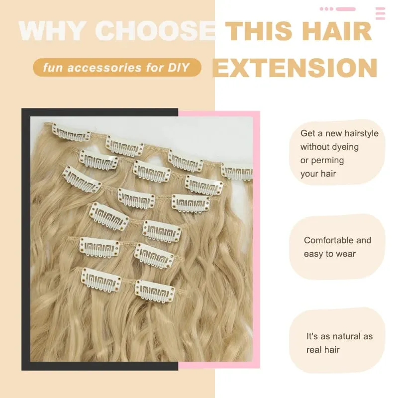 24 polegadas 16 clipe preto natural diário longo encaracolado extensões de cabelo conjunto de sete peças para mulheres