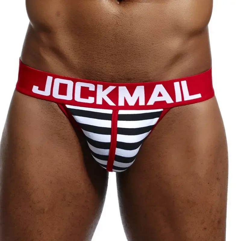 Jockmail Cotton Men's High-Cut Briefs, Striped Underwear for Men, Soft and Comfortable, Gay Cueca