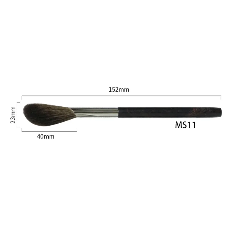 Pincel de maquiagem artesanal profissional, 1 peça, blush, iluminador, macio, saikoho, cabelo de cabra, cabo de madeira de ébano, pincéis de maquiagem