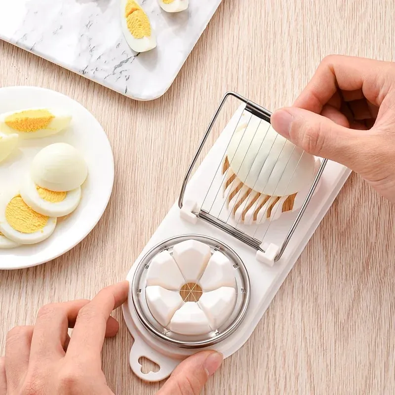 Multi Functional Egg Cutting Artifact Kitchen Household Stainless Steel Cutter Preserved Eggs Divider Two in One Egg Cutter — image 1