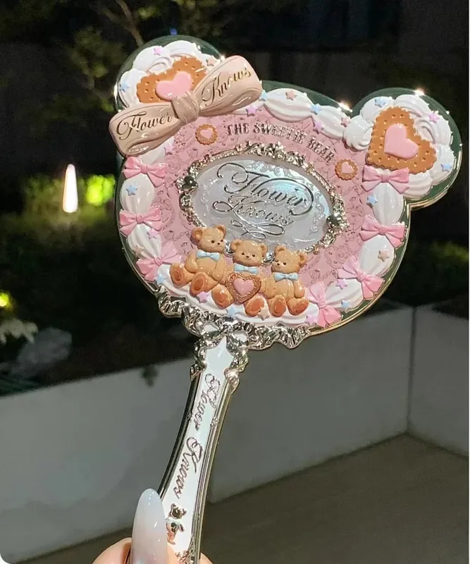 Flower Knows Handheld Makeup Mirror Air Cushion Comb All Series Relief Pattern Limited Color Makeup Tool Kit