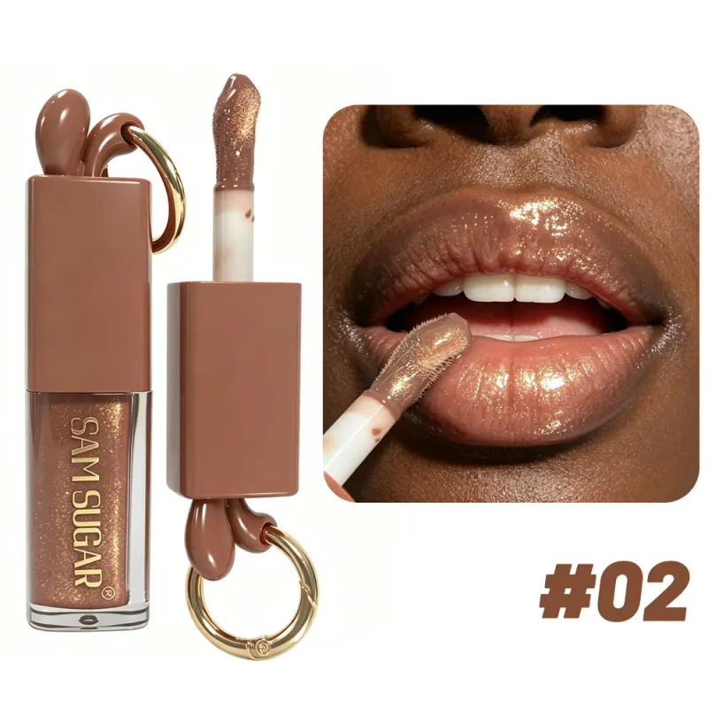 1pc espelho ouro brilhante marrom coelho brilho labial hidratante plumping gloss líquido batom fosco chocolate marrom tom de tonalidade labial
