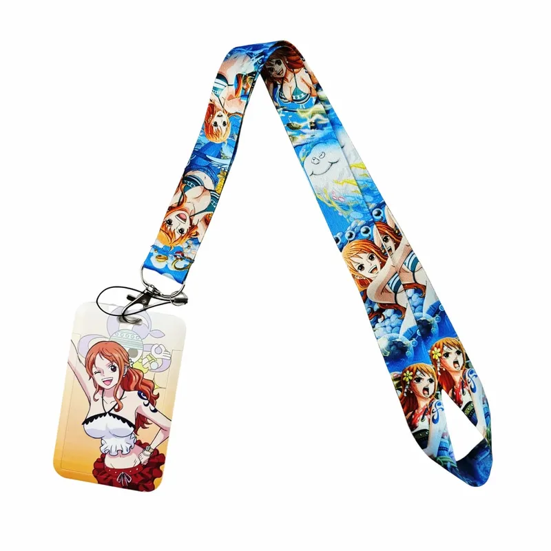 Anime dos desenhos animados titular credencial chaveiros pescoço cordão para cartão de passagem anime titular do cartão de crédito chaveiro correias atacado