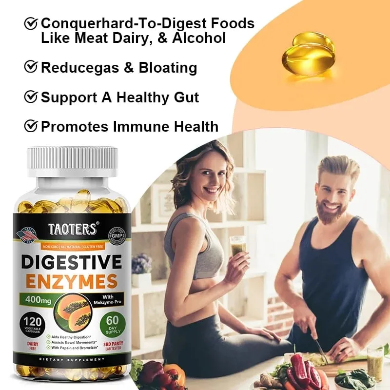Enzimas digestivas contendo papaína e bromelaína ajudam a apoiar a digestão, melhorar a saúde intestinal, aumentar o metabolismo, melhorar a pele opaca