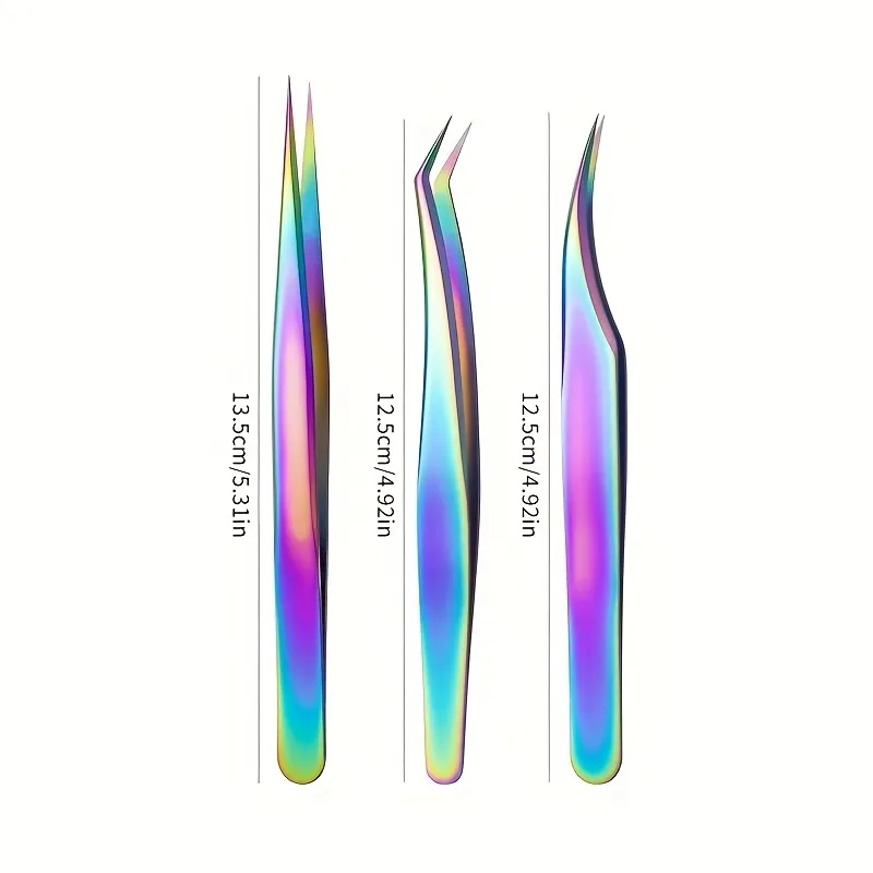3 pçs conjunto de pinças de cílios de aço inoxidável conjunto multi-funcional ferramenta de maquiagem pinça de cílios pinça de remoção de cabelo pinça pontiaguda