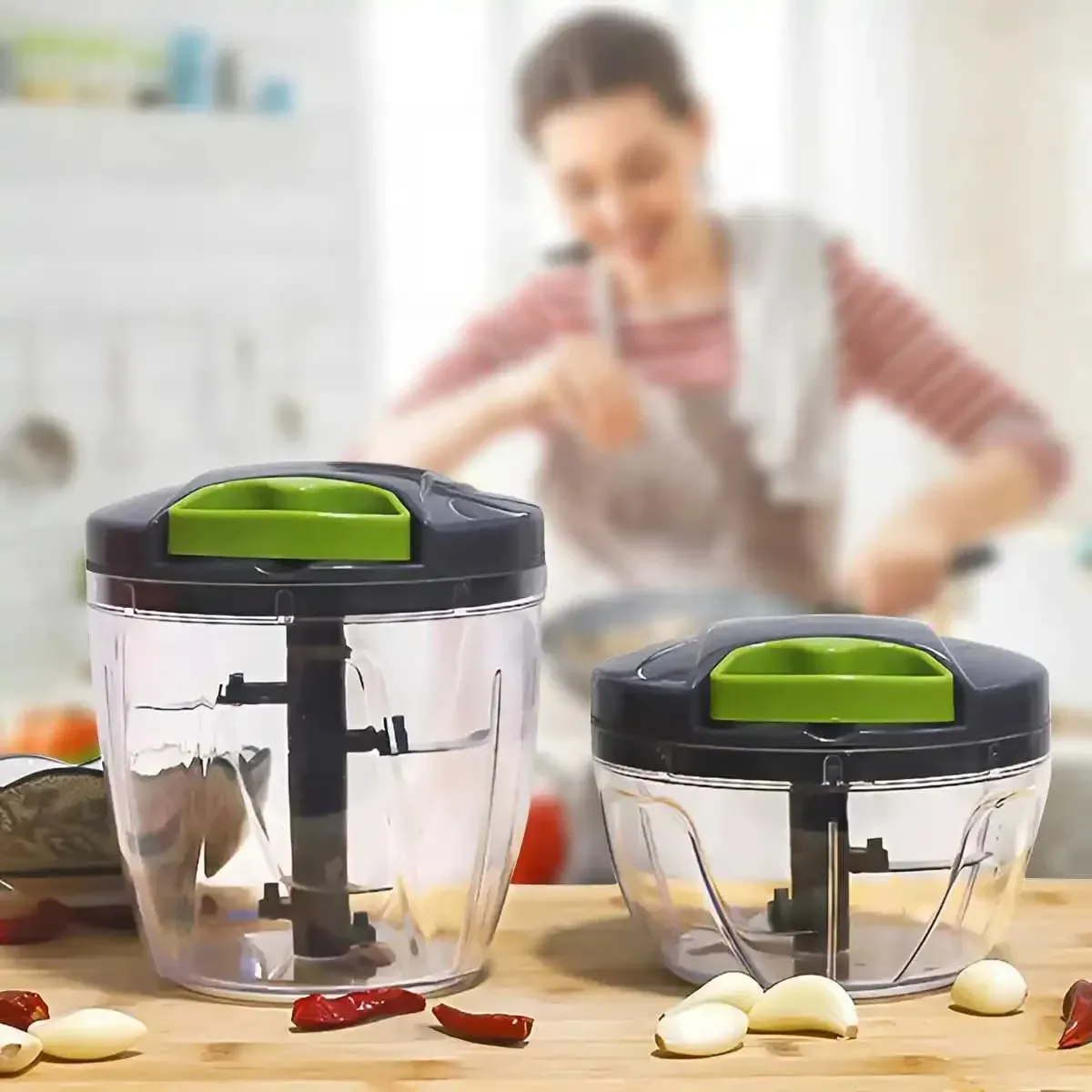 Cortador manual de alimentos 1000ml, corda de tração manual, cortador de vegetais, cebola, alho, frutas, ervas, nozes, cozinha, processador de alimentos