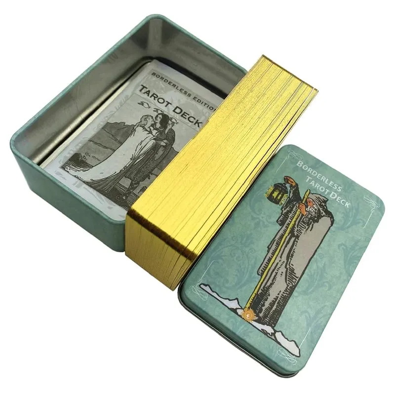 Baralho de cartas de tarô dourado, edição sem fronteiras, com guia de papel, visão em inglês, jogos de tabuleiro de adivinhação clássicos