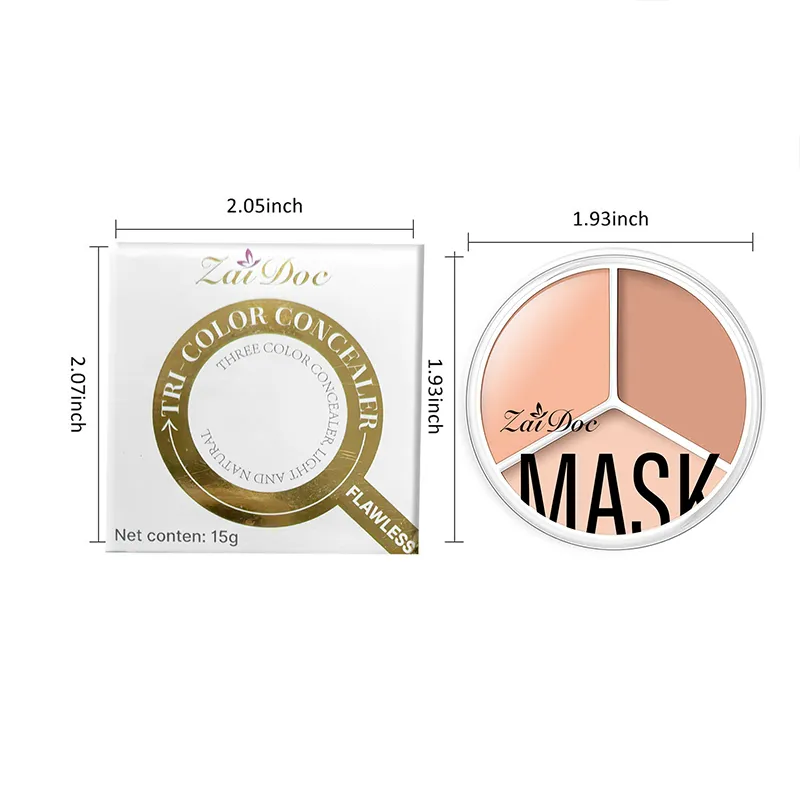 Zaidoc 3 cores paleta corretivo cobertura completa creme corretor de longa duração para acne círculos escuros sacos de olho maquiagem natural 15g cada